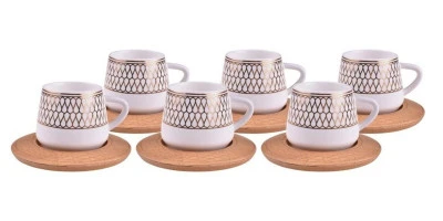 Set 6 Cani Pentru Cafea - Eleganta de Portelan, Rezistenta din Bambus