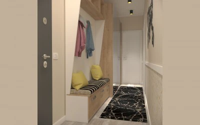 Design Interior Hol de Intrare Lung si Ingust - Apartament Bucuresti