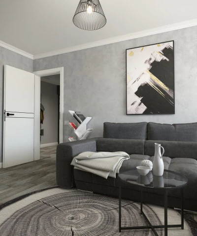 Design Interior Living Negru Apartament Constanta