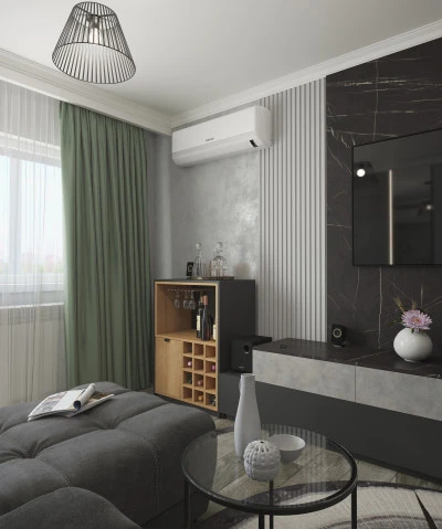 Design Interior Living Negru Apartament Constanta